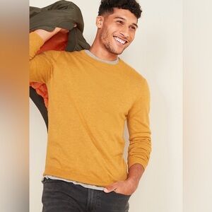 Old Navy Rib Knit Soft-Washed Crew-Neck Sweater Mustard Yellow Men Large